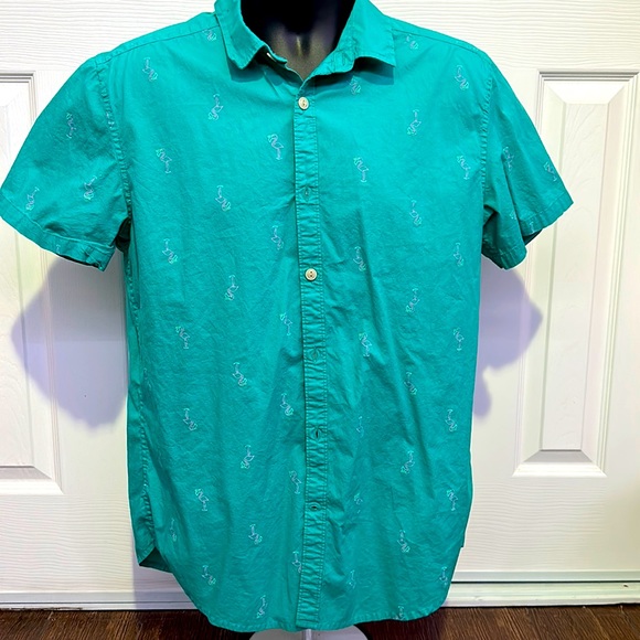 Flamingo Teal Beach Shirt - Picture 1 of 2